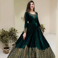 Velvet Sequins Anarkali  Lehenga