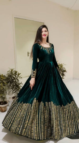 Velvet Sequins Anarkali  Lehenga