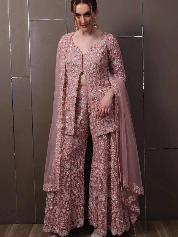 Stylish Embroidered Plazzo Indo Western