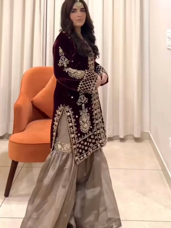 Designer heavy Velvet Indo Western