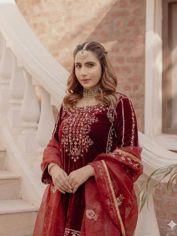 Velvet Designer Kurta Salwaar  Dresses