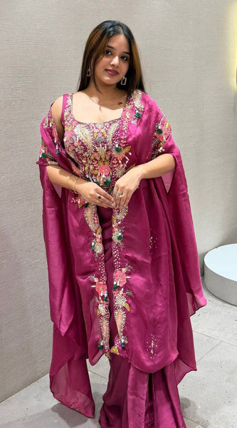 Indo Western Shrug, Dhoti & Blouse Set