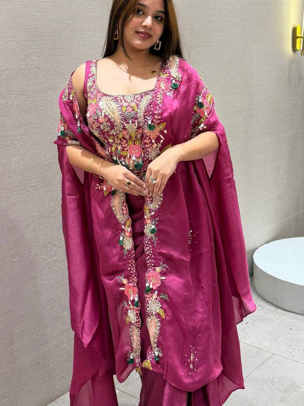 Indo Western Shrug, Dhoti & Blouse Set