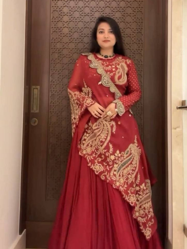 Stylish Blouse & Shrug Lehenga