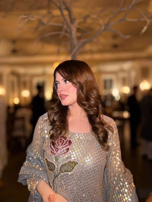 Twill Sequins Kurti, Dupatta & Pent Dresses