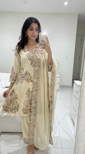 Fendy Embroidered Top with Palazzo Dresses