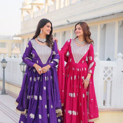 Elephant Motif Flared Lehenga