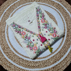 Floral Embroidered Kurta With Trousers & Dupatta