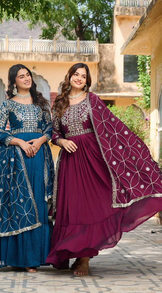 Embroidered Silk Dupatta Ensemble Lehenga