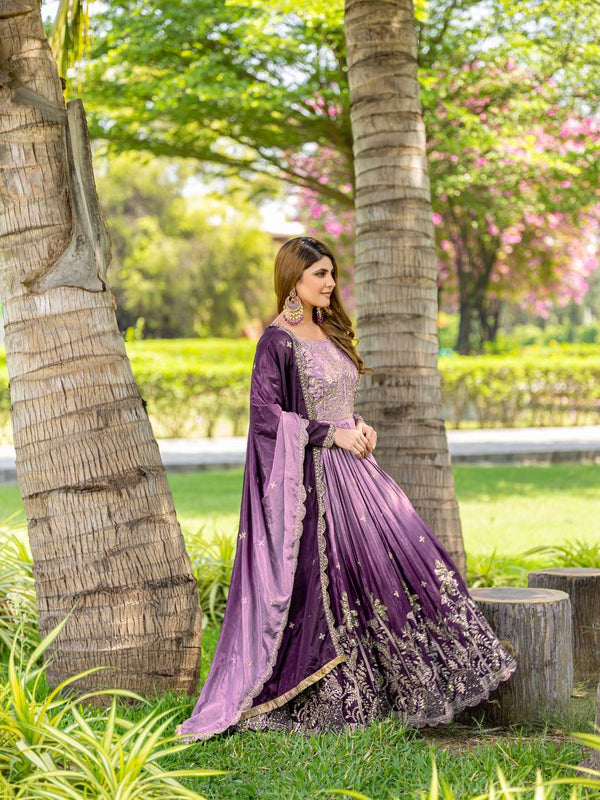 Sequins Work Chinon Lehenga