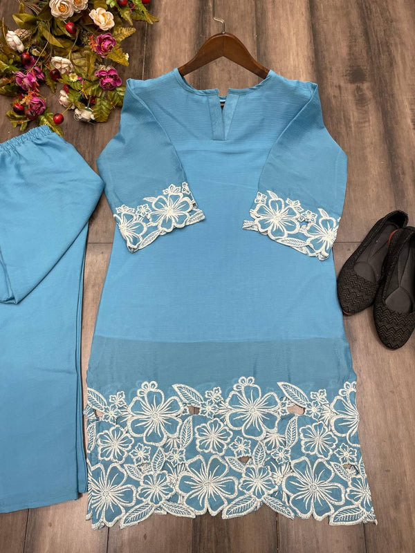 Heavy Chinon Embroidery Work Co-ord Sets