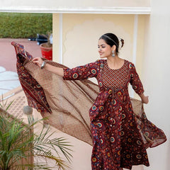 Heavy Rayon Printed Dresses with Chanderi Dupatta
