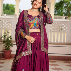 Heavy Embroidered Vichitra Lehenga