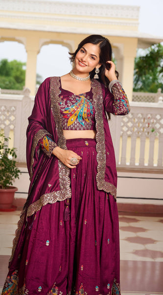 Heavy Embroidered Vichitra Lehenga