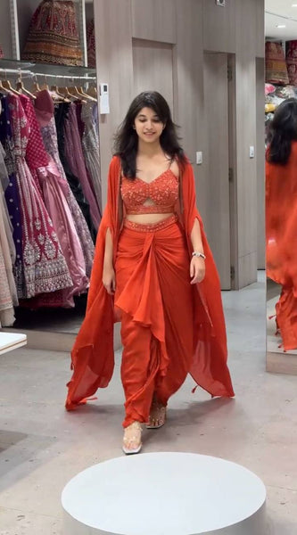 Embroidered Choli & Tassel Shrug Indo Western