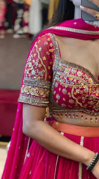 Trending Chinon Embroidered Lehenga