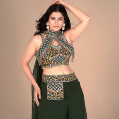 Elegant Green Palazzo Blouse SetIndo Western