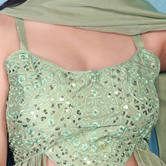 Embroidered Sequins Pista Indo Western