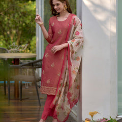 Floral Embroidered Tissue Silk Dresses