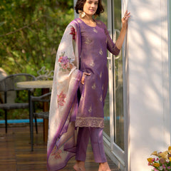 Floral Embroidered Tissue Silk Dresses