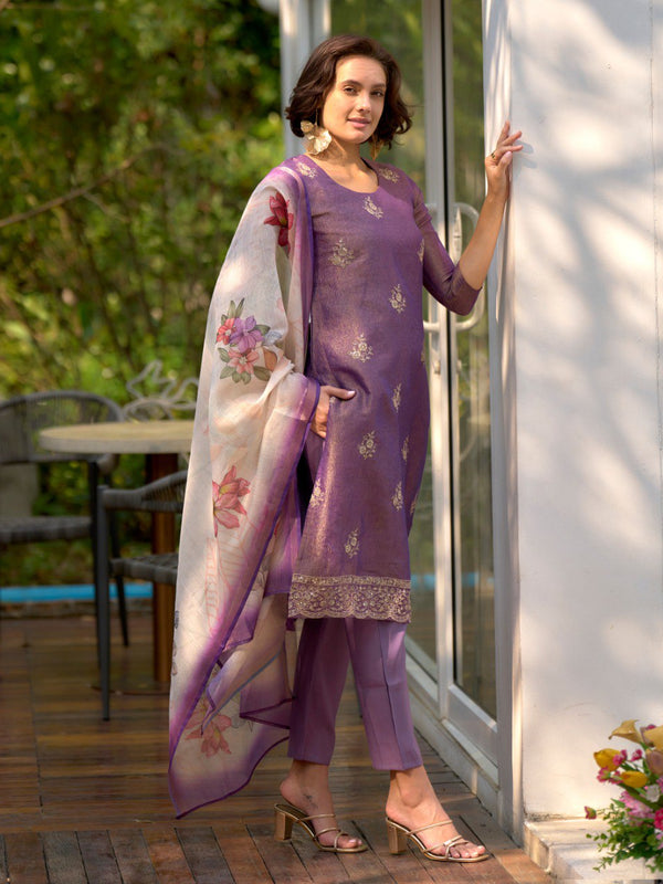 Floral Embroidered Tissue Silk Dresses