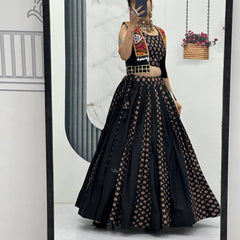Ajrakh Print Cotton Lehenga With Jacket