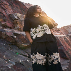 Embroidery Black Khadi Co-ord Sets
