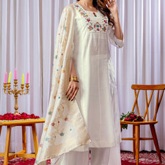 Mango Silk Embroidered Kurti Set Dresses