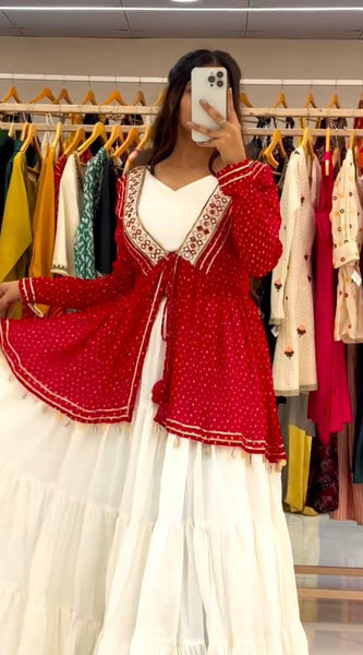 Mirror Work Georgette Indo Western
