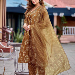 Rayon Printed Dresses with Chanderi Dupatta