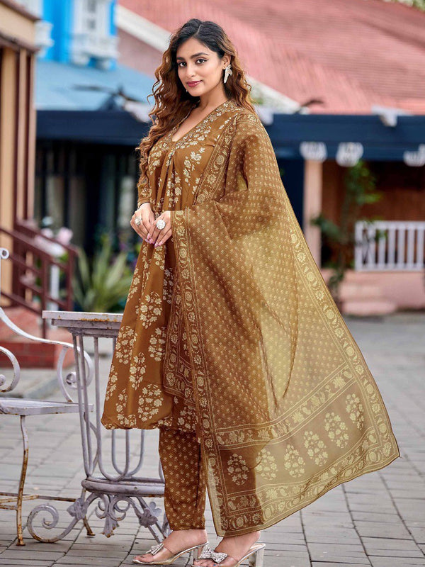 Rayon Printed Dresses with Chanderi Dupatta