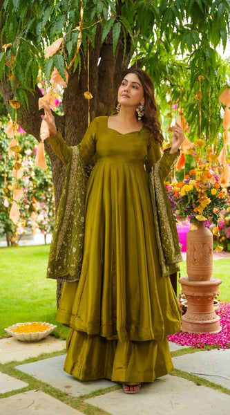 Chiffon Embroidery Trio Lehenga