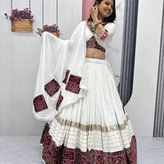 Pure Cotton Mirror Work Lehenga