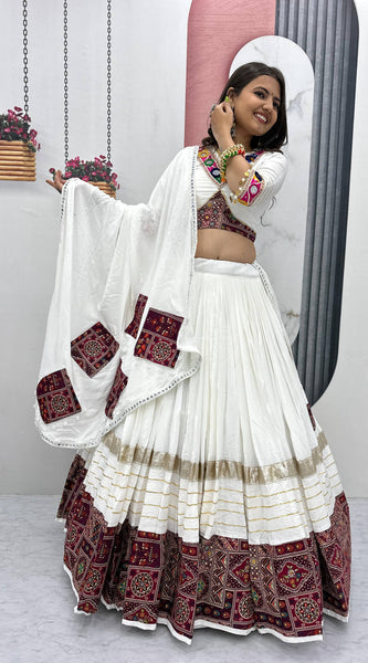 Pure Cotton Mirror Work Lehenga