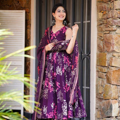 Rayon Printed Dresses with Chanderi Silk Dupatta