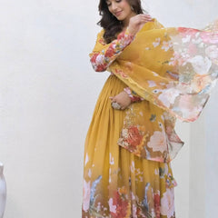 Embroidery Sequence Work With Digital Print With Lace Border Lehenga