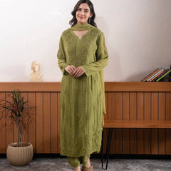 Faux Georgette Embroidered Palazzo Set