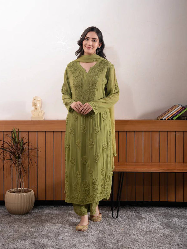 Faux Georgette Embroidered Palazzo Set