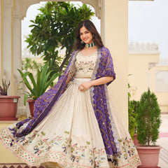 Tissue Silk Embroidered Lehenga