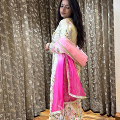 Embroidered Chinon Boat Neck Dresses