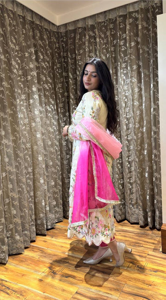 Embroidered Chinon Boat Neck Dresses