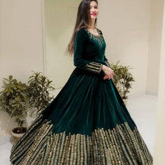 Velvet Sequins Anarkali  Lehenga