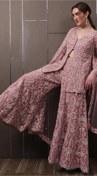 Stylish Embroidered Plazzo Indo Western