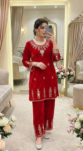 Velvet Embroidery Mirror Work Co-Ord Sets