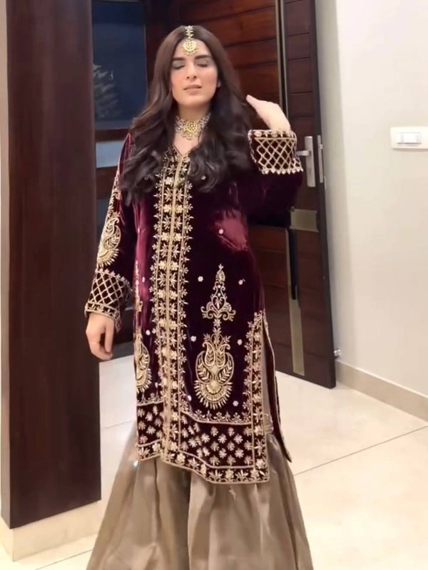 Designer heavy Velvet Indo Western