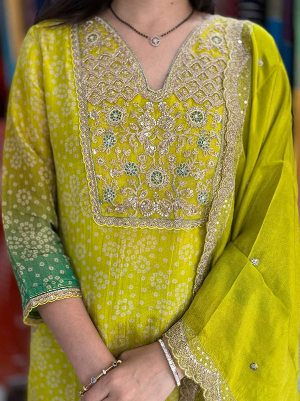 Russian Silk Kurti Pant Dupatta Dresses