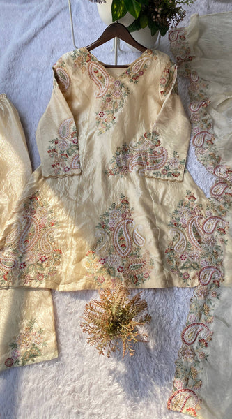 Fendy Embroidered Top with Palazzo Dresses