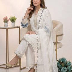 Designer Mal Chanderi Sequence Embroidered Kurta Palazzo Set With Organza Dupatta