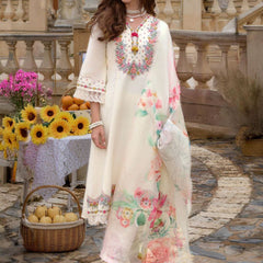 Floral Embroidered Kurta With Trousers & Dupatta