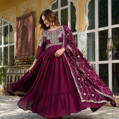Embroidered Silk Dupatta Ensemble Lehenga